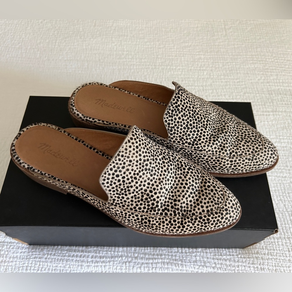 Madewell Frances Spotted Black and White Mule Loafers